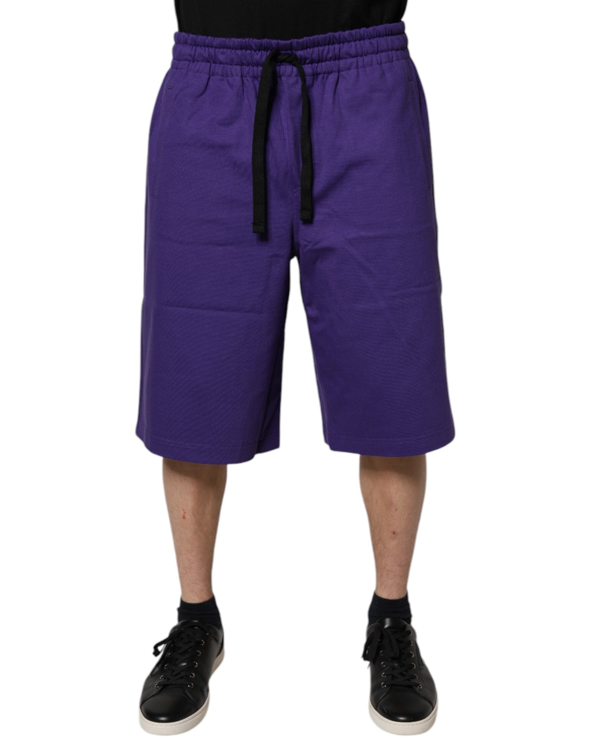 Shorts bermuda en coton violet pour homme de Dolce & Gabbana, style décontracté et confortable.