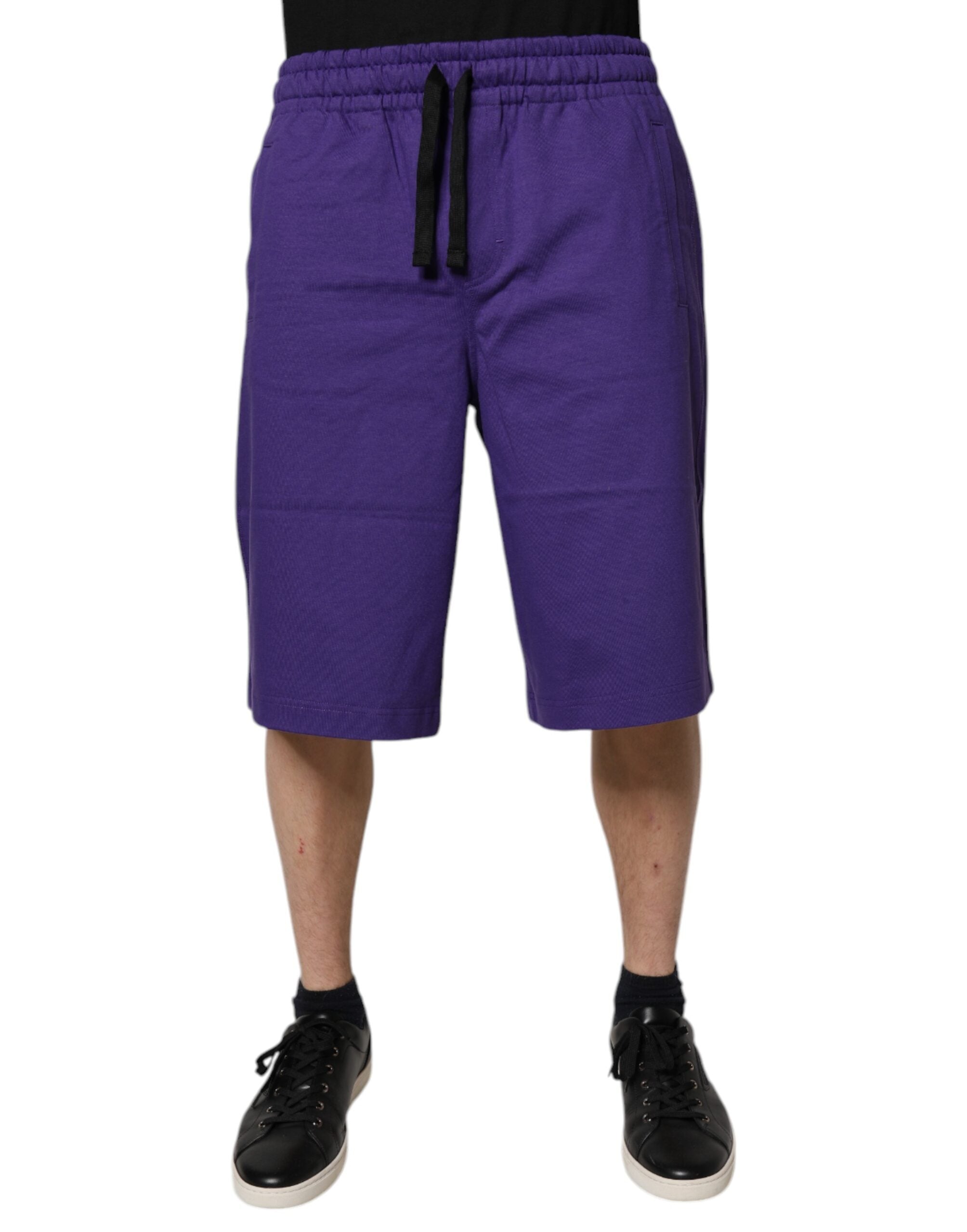 Shorts bermuda en coton violet pour homme de Dolce & Gabbana, style décontracté et confortable.