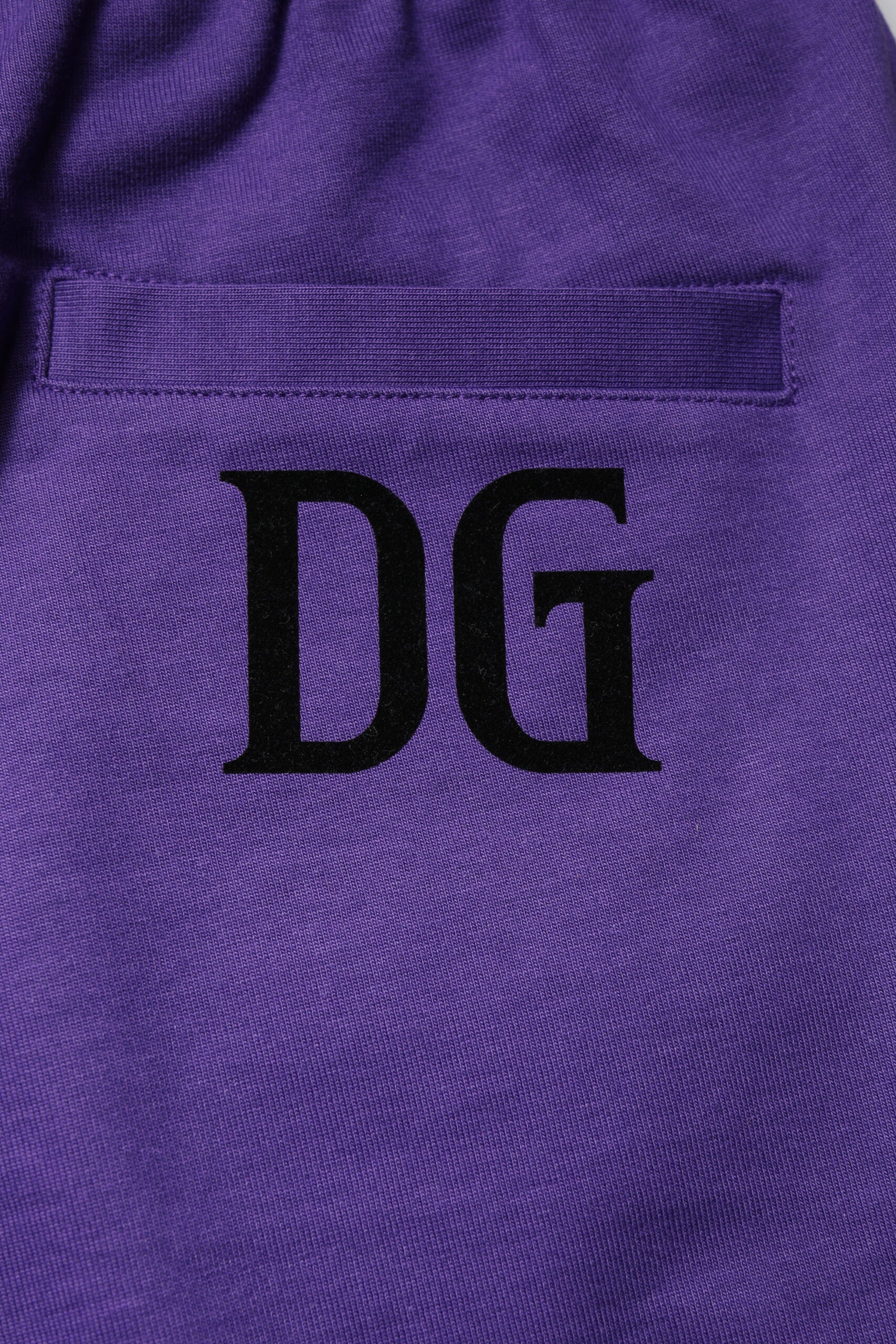 Shorts bermuda pour homme Dolce & Gabbana en coton violet, style décontracté et confortable.