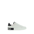 Sneakers basses en cuir de veau blanc Dolce & Gabbana Bos Taurus, chaussures de sport élégantes pour homme