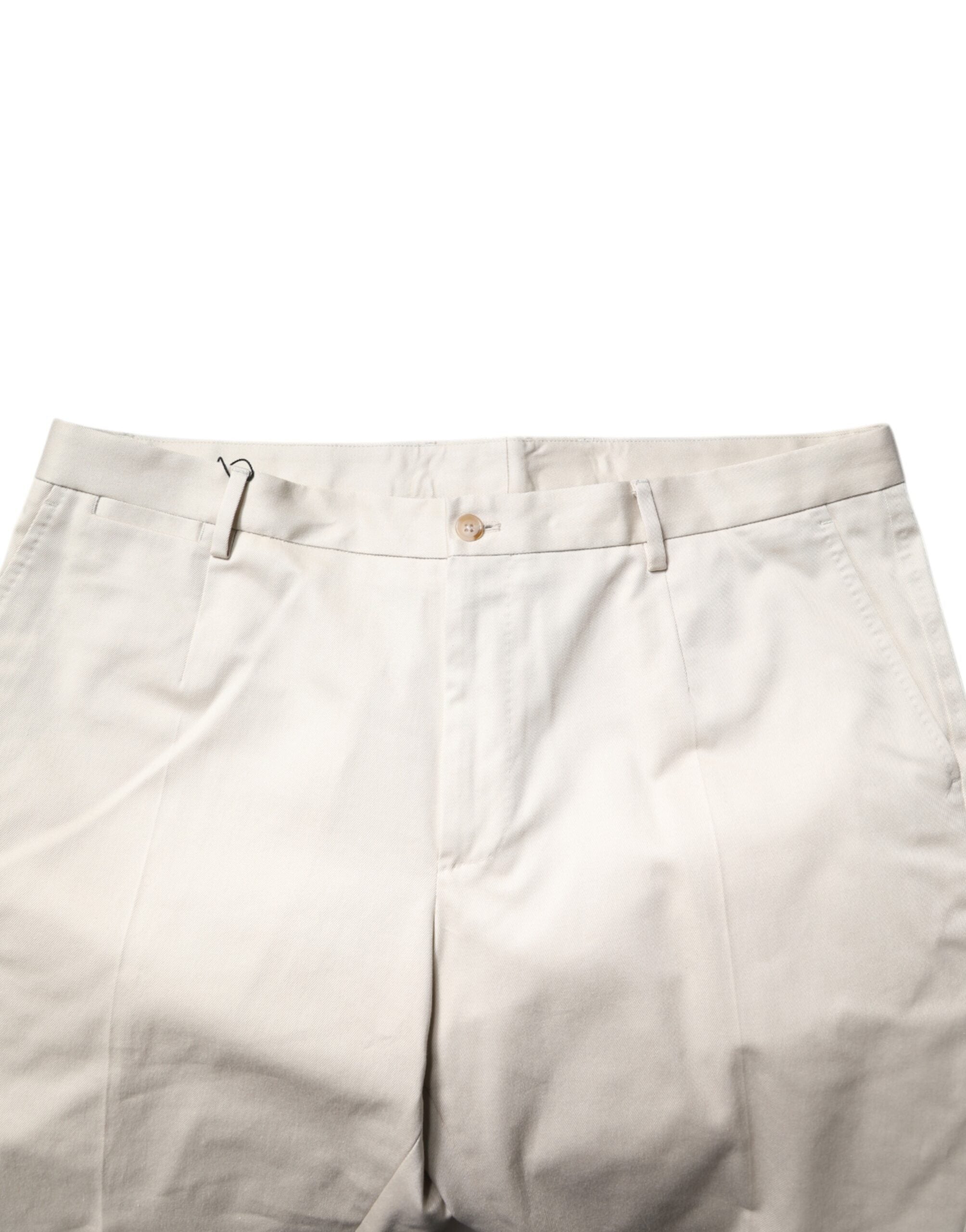 Shorts bermuda en coton stretch beige de Dolce & Gabbana, taille mi-haute, look élégant et confortable.