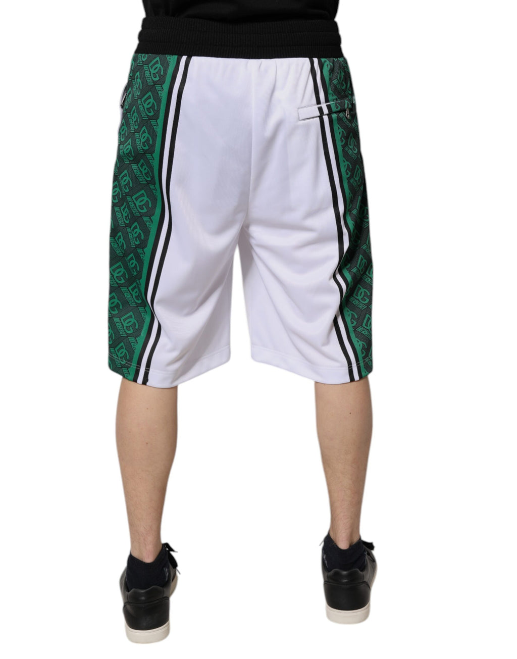 Shorts sweat en jersey blanc et vert pour homme de Dolce & Gabbana, style décontracté et confortable.