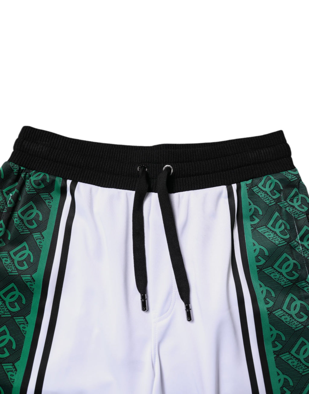 Shorts homme Dolce & Gabbana en jersey blanc et vert, sweatshorts décontractés avec logo.
