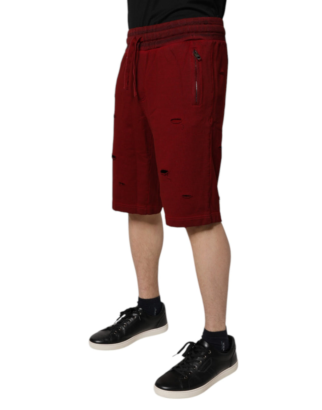 Shorts bermuda pour hommes en coton bordeaux de Dolce & Gabbana, sweatshorts décontractés avec logo.
