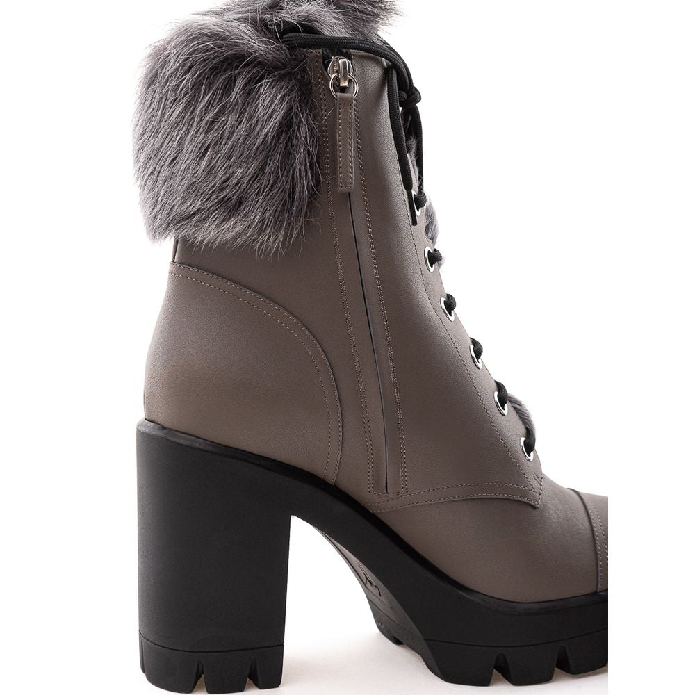 Bottes à lacets en cuir écologique beige Giuseppe Zanotti, mode élégante et durable pour femmes.