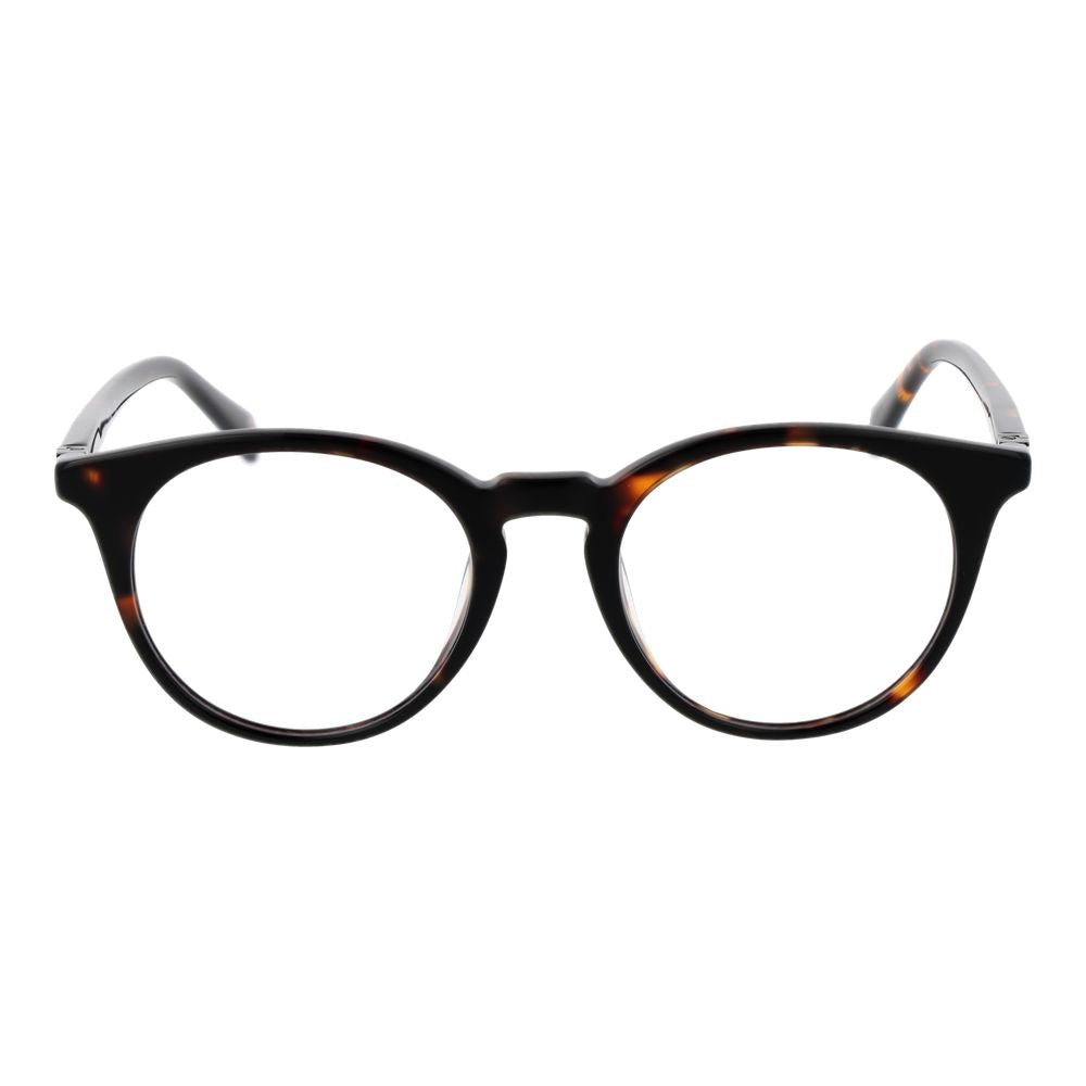 Lunettes en acétate marron de la marque Guess avec monture élégante et moderne, visibles en gros plan.