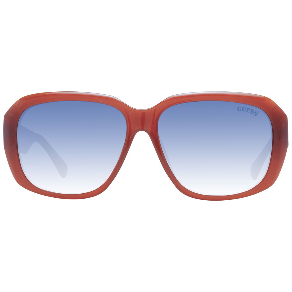 Lunettes de soleil en plastique cuivre Guess avec monture élégante et branches fines, style tendance et moderne pour homme ou femme.