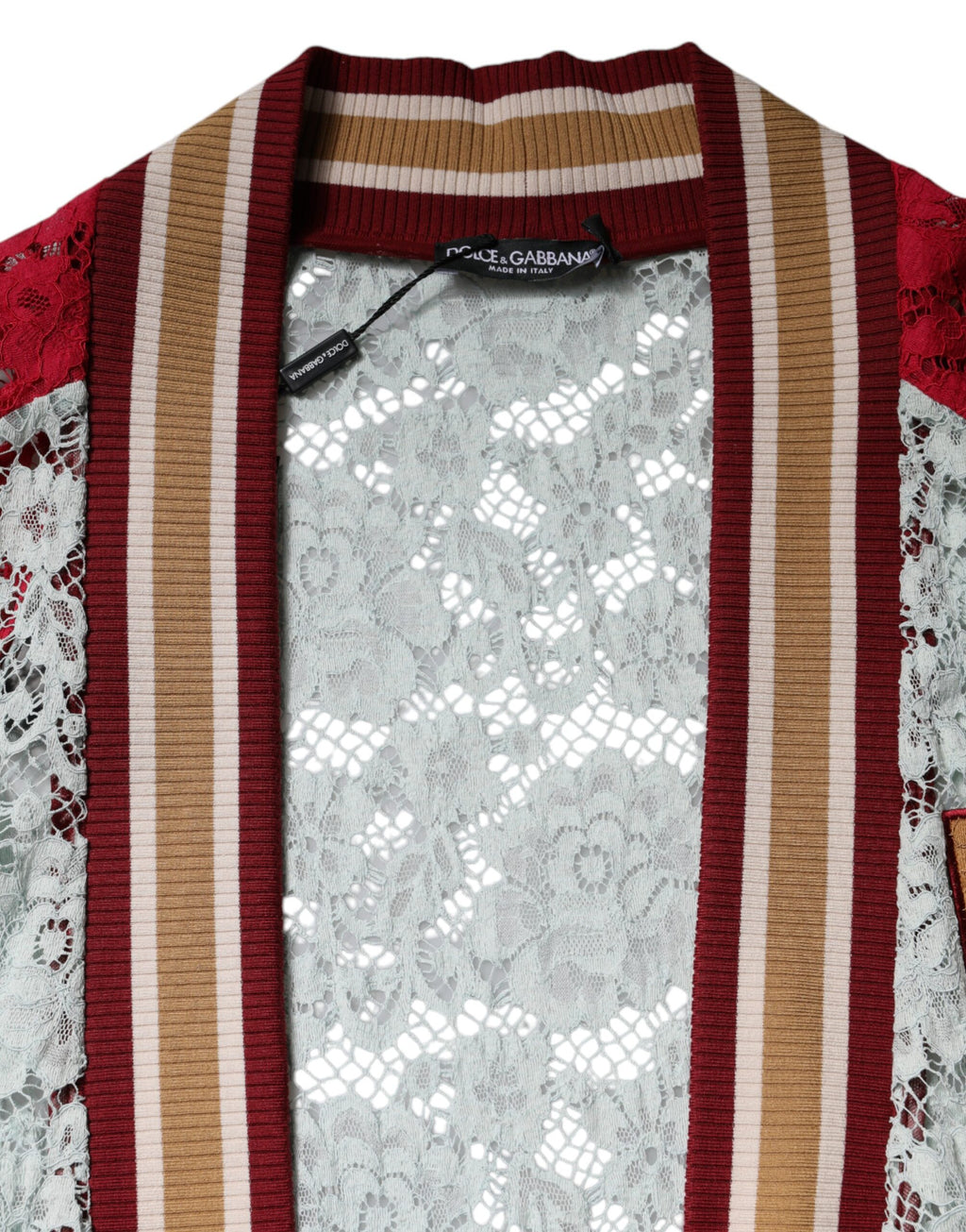 Cardigan Dolce & Gabbana à fleurs multicolores en dentelle, pull en laine avec motif floral, style élégant et féminin.