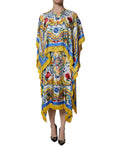 Robe longue maxi Dolce & Gabbana en kaftan multicolore avec manches courtes et motif majolica.