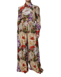 Combinaison large Dolce & Gabbana à fleurs multicolores, style élégant avec jambes larges, portée comme robe.