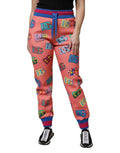 Pantalon de jogging Dolce & Gabbana logo rose, monogramme rose sur fond pastel, vêtements décontractés pour homme ou femme
