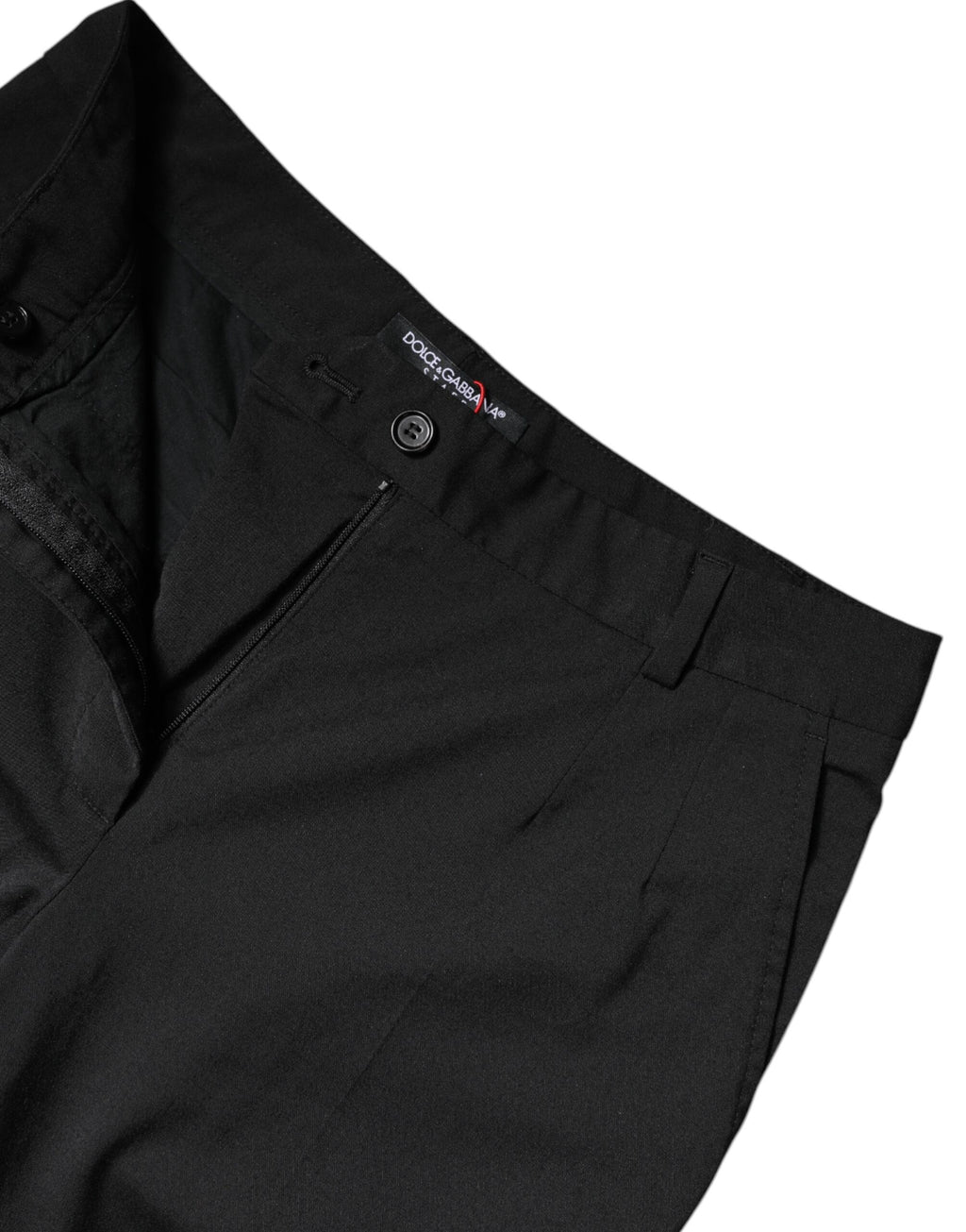 Pantalon slim taille haute en polyester noir de Dolce & Gabbana, vêtement élégant pour femmes.