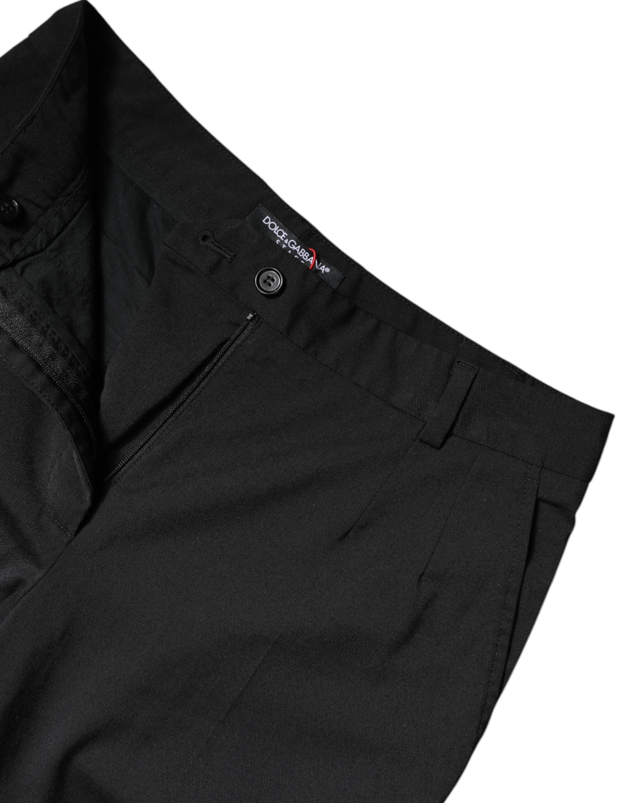 Pantalon slim taille haute en polyester noir de Dolce & Gabbana, vêtement élégant pour femmes.