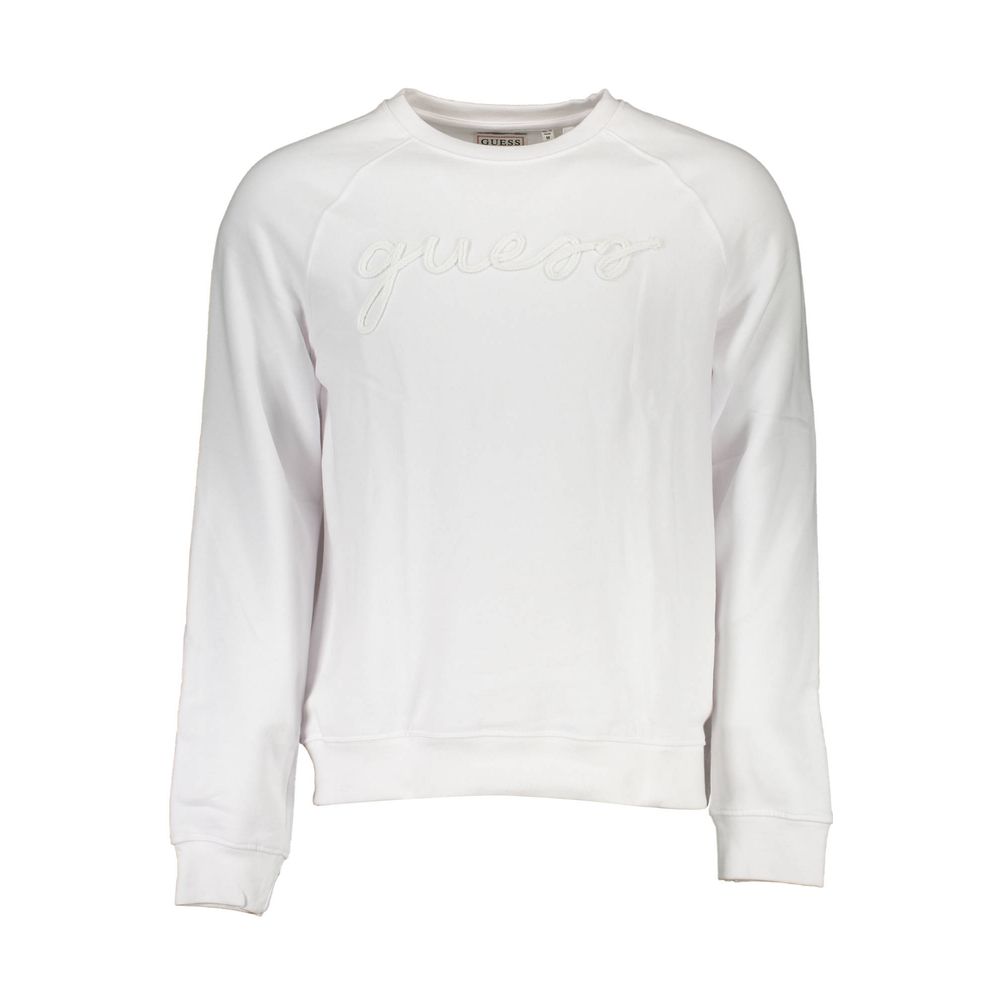 Sweat-shirt blanc en coton pour homme de Guess Jeans, vue de face avec logo visible sur la poitrine.