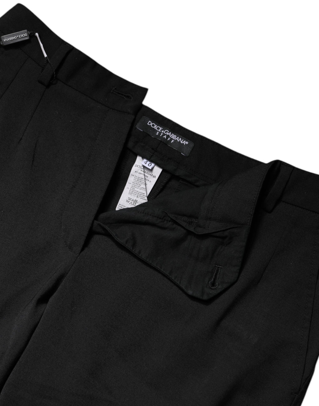 Pantalons slim en polyester noir à taille haute de Dolce & Gabbana, mode élégante pour femme.