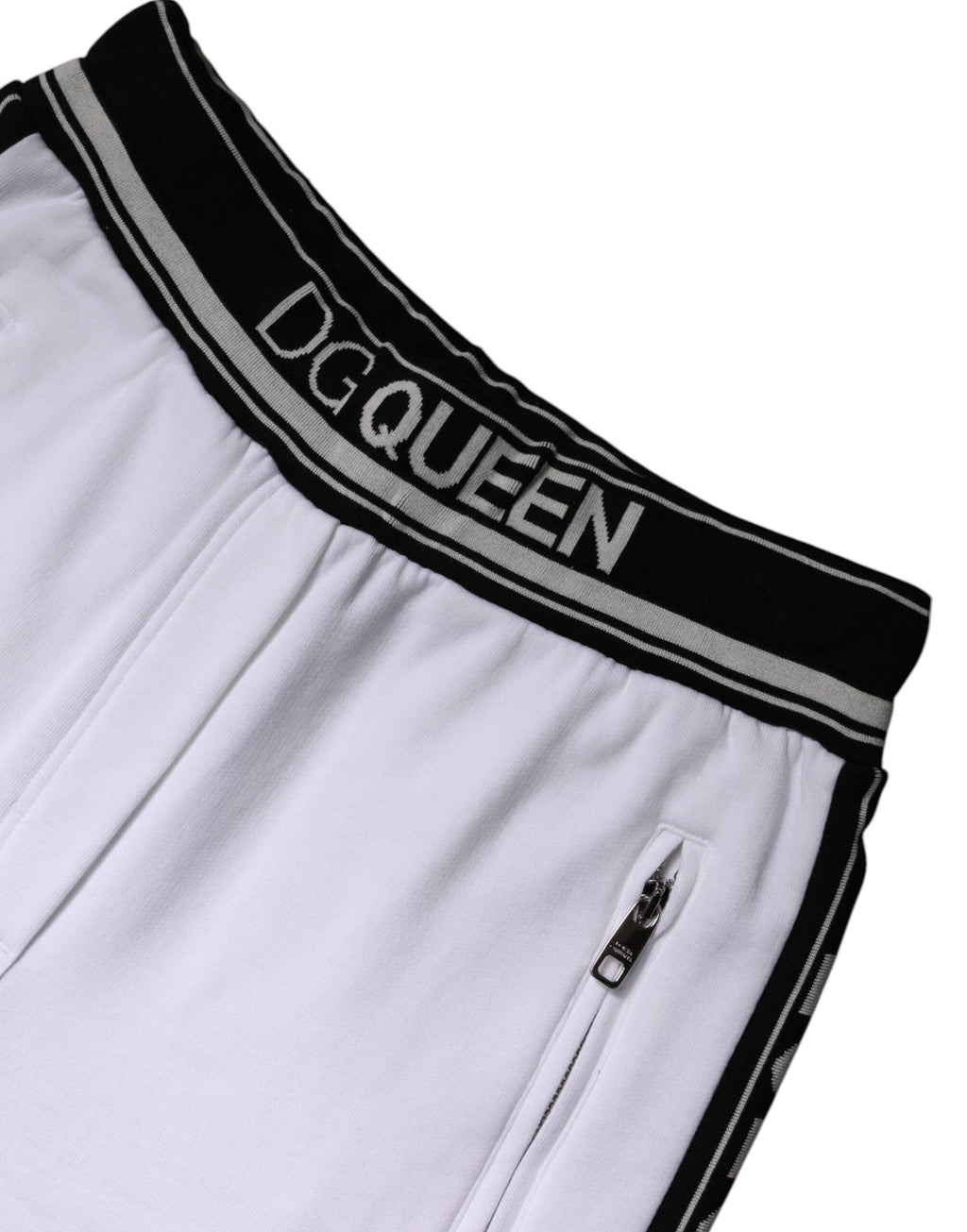 Pantalon de jogging Dolce & Gabbana en coton blanc extensible, décontracté et confortable, avec ceinture élastique.