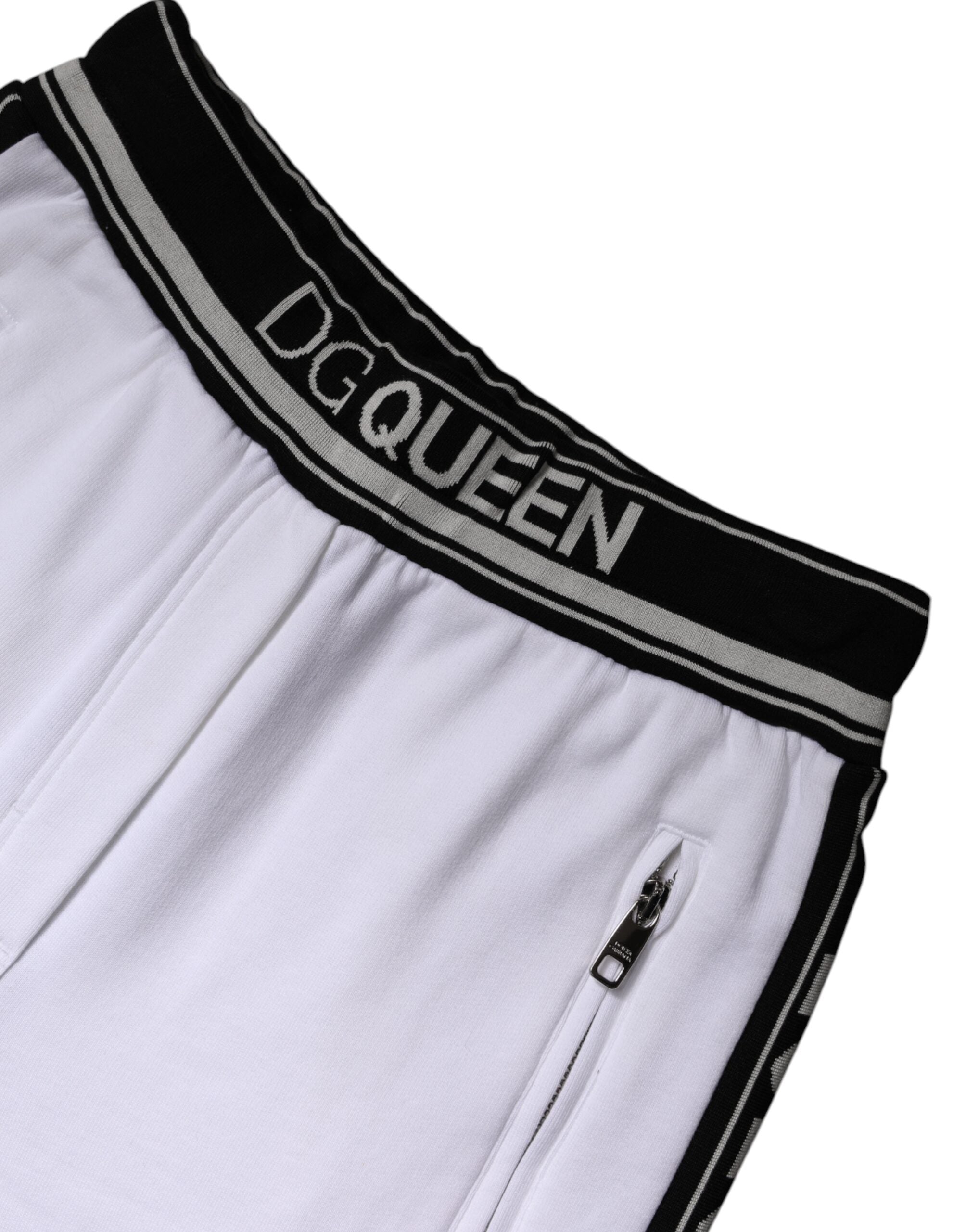 Pantalon de jogging Dolce & Gabbana en coton blanc extensible, décontracté et confortable, avec ceinture élastique.