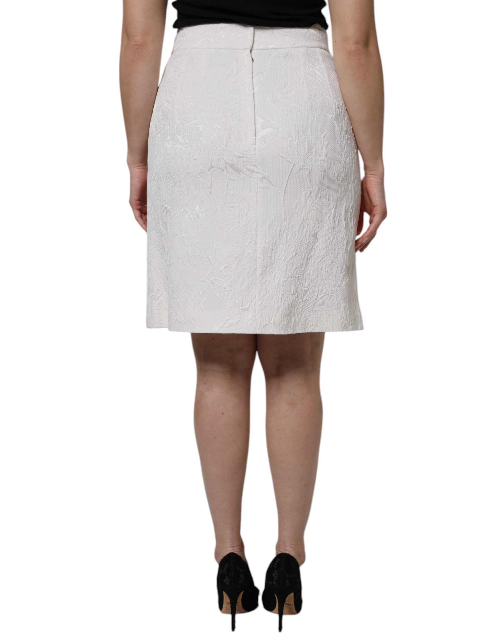 jupe crayon blanche à taille haute de Dolce & Gabbana, longueur au genou, style élégant et sophistiqué