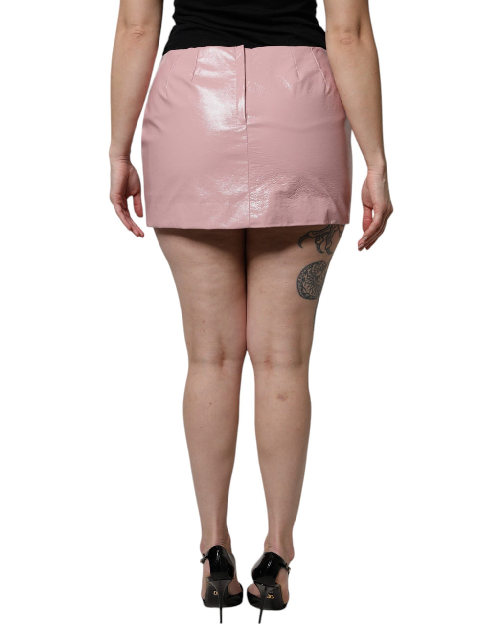 Mini jupe en coton rose brillant à taille haute de Dolce & Gabbana, coupe ajustée et élégante.