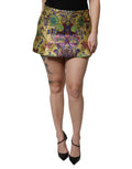 Jupe courte Dolce & Gabbana en jacquard floral multicolore à taille moyenne, détail élégant et tissu riche.