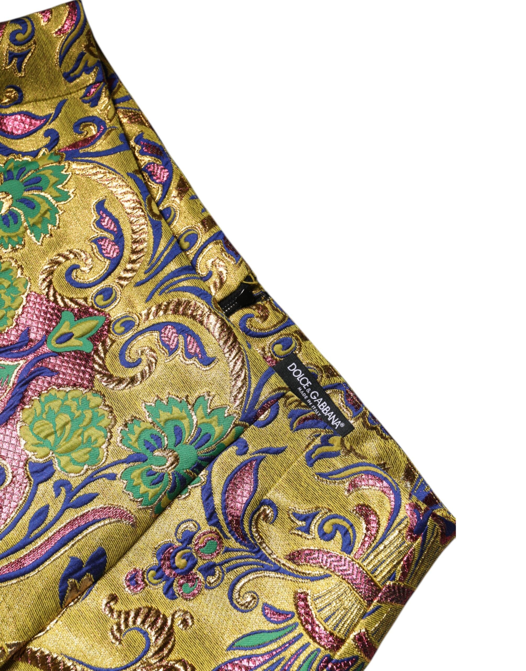 Jupe courte Dolce & Gabbana en jacquard fleuri multicolore à taille moyenne, élégante et tendance.