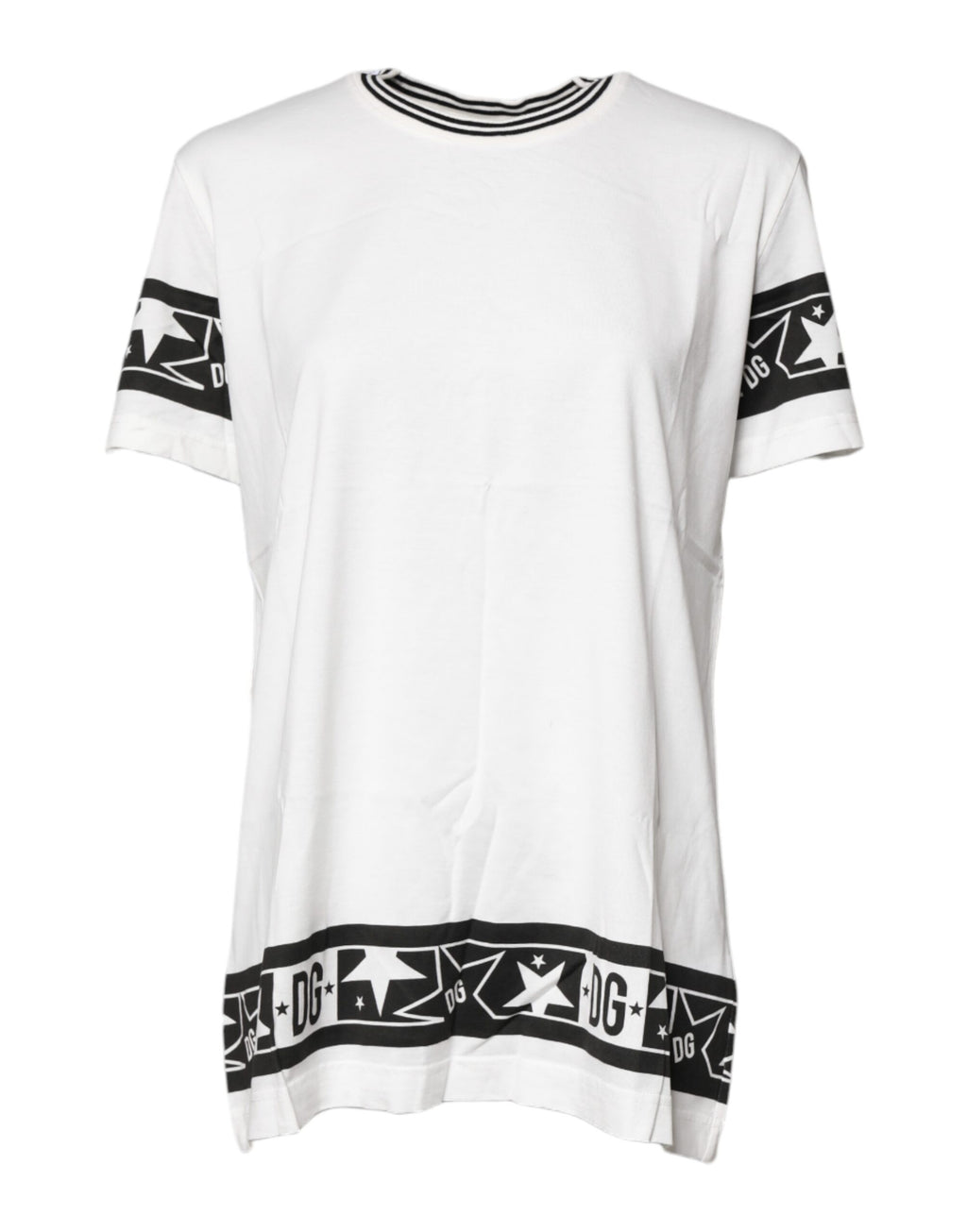 T-shirt blanc Dolce & Gabbana #DGMillennials en coton à col ras du cou, vue de face.