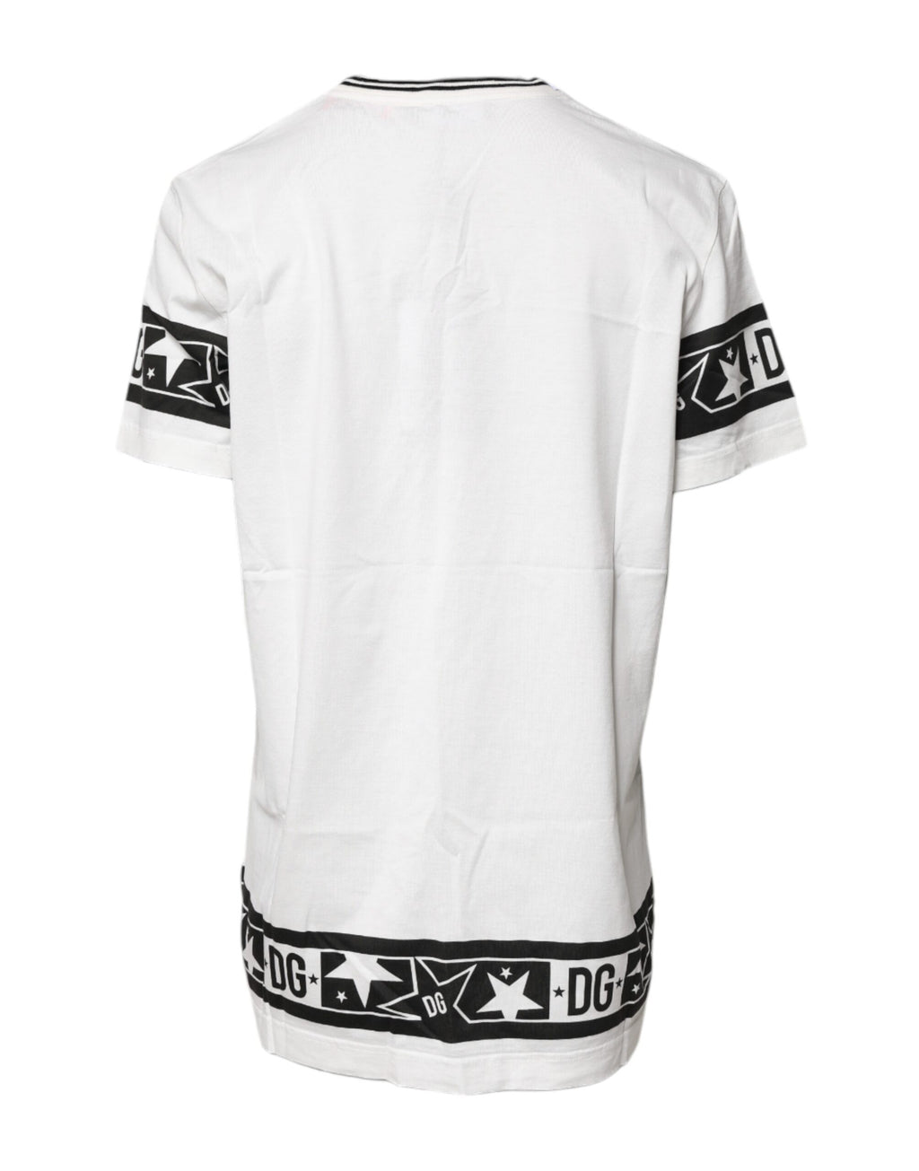 T-shirt blanc en coton Dolce & Gabbana #DGMillennials avec col rond, image montrant le design et la texture du tissu.