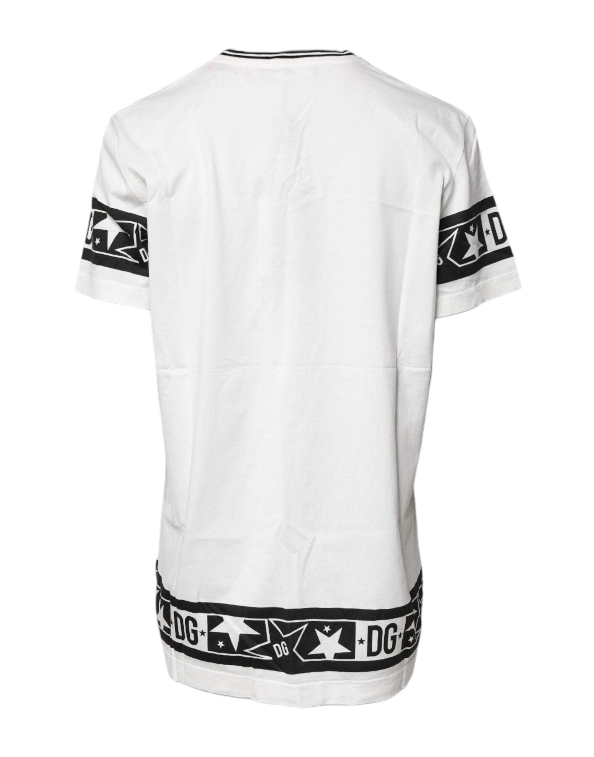 T-shirt blanc en coton Dolce & Gabbana #DGMillennials avec col rond, image montrant le design et la texture du tissu.