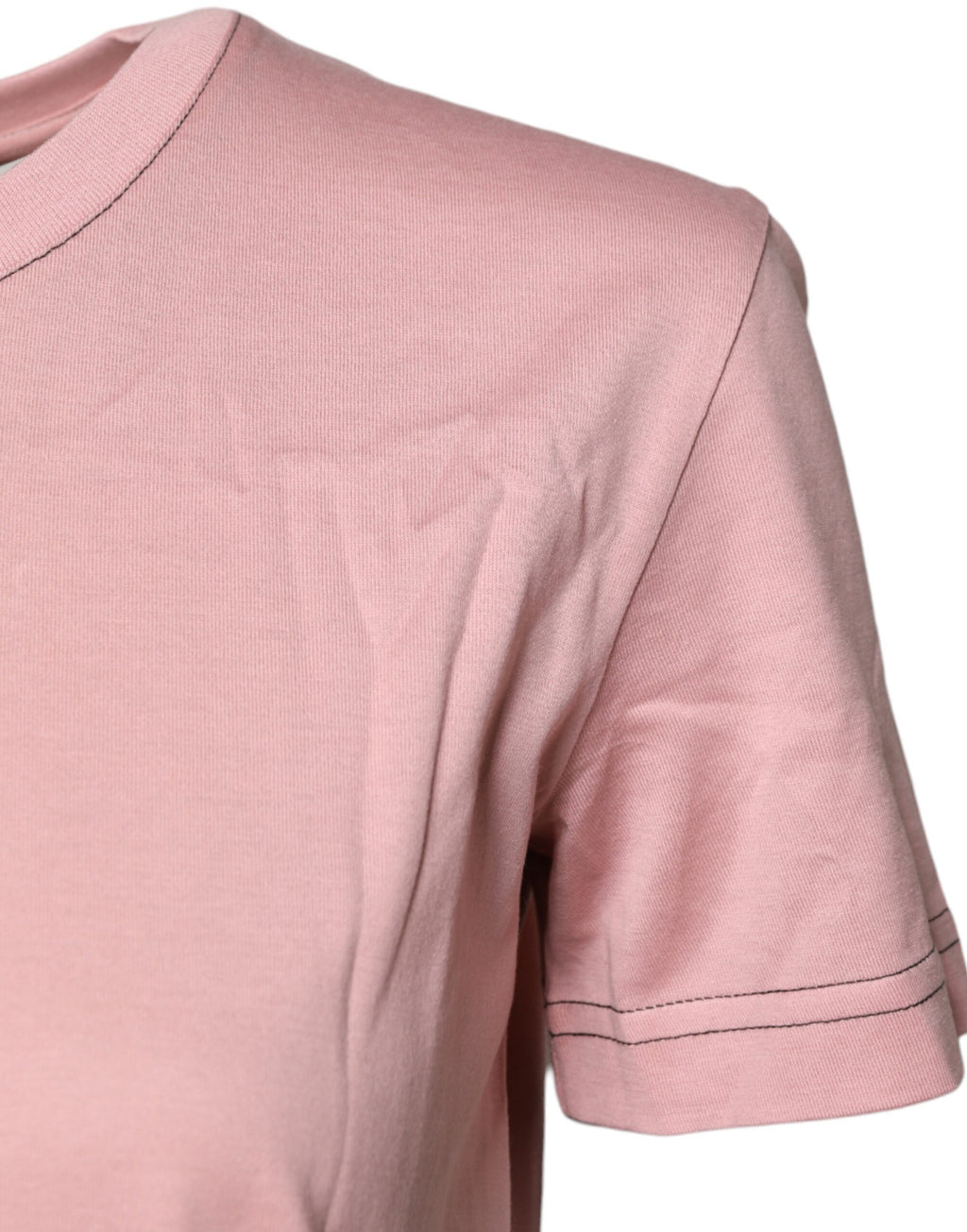 T-shirt en coton rose avec logo imprimé de Dolce & Gabbana, col rond, style décontracté.