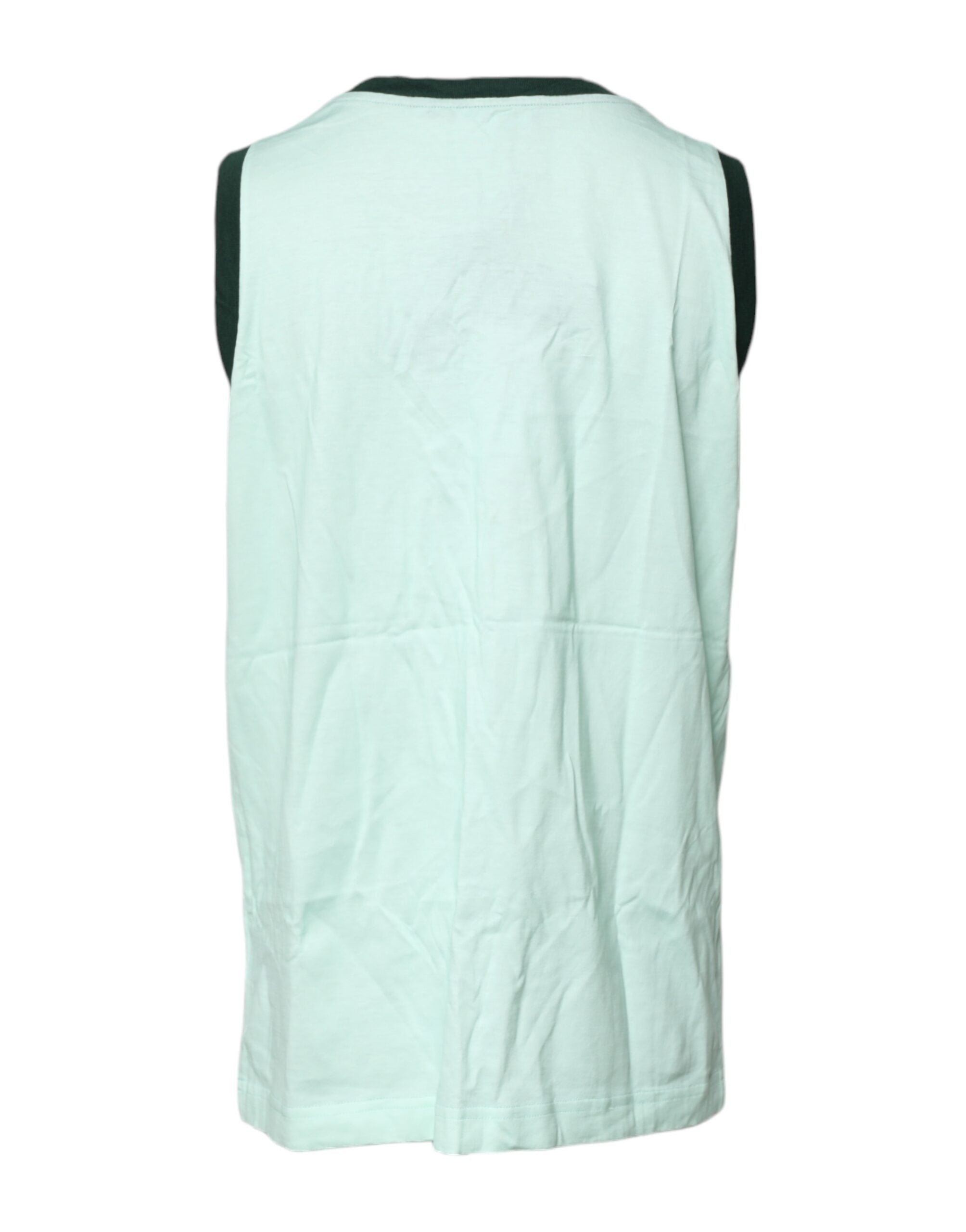 T-shirt sans manches Dolce & Gabbana Light Green avec motif graphique, style décontracté et moderne.