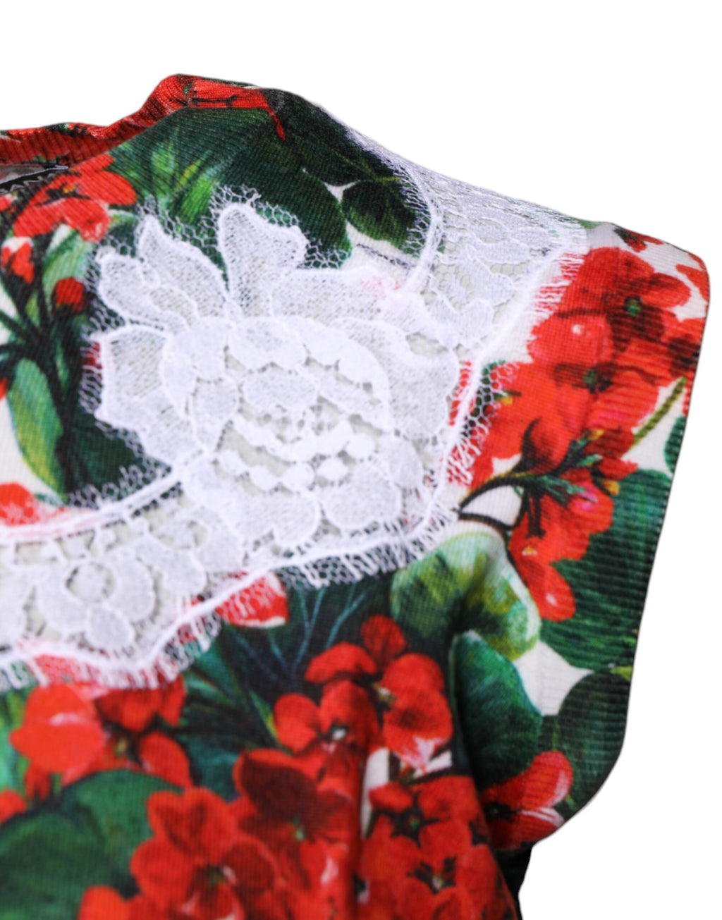 Débardeur sans manches Dolce & Gabbana à motifs floraux multicolores en dentelle, élégance et style sophistiqué.