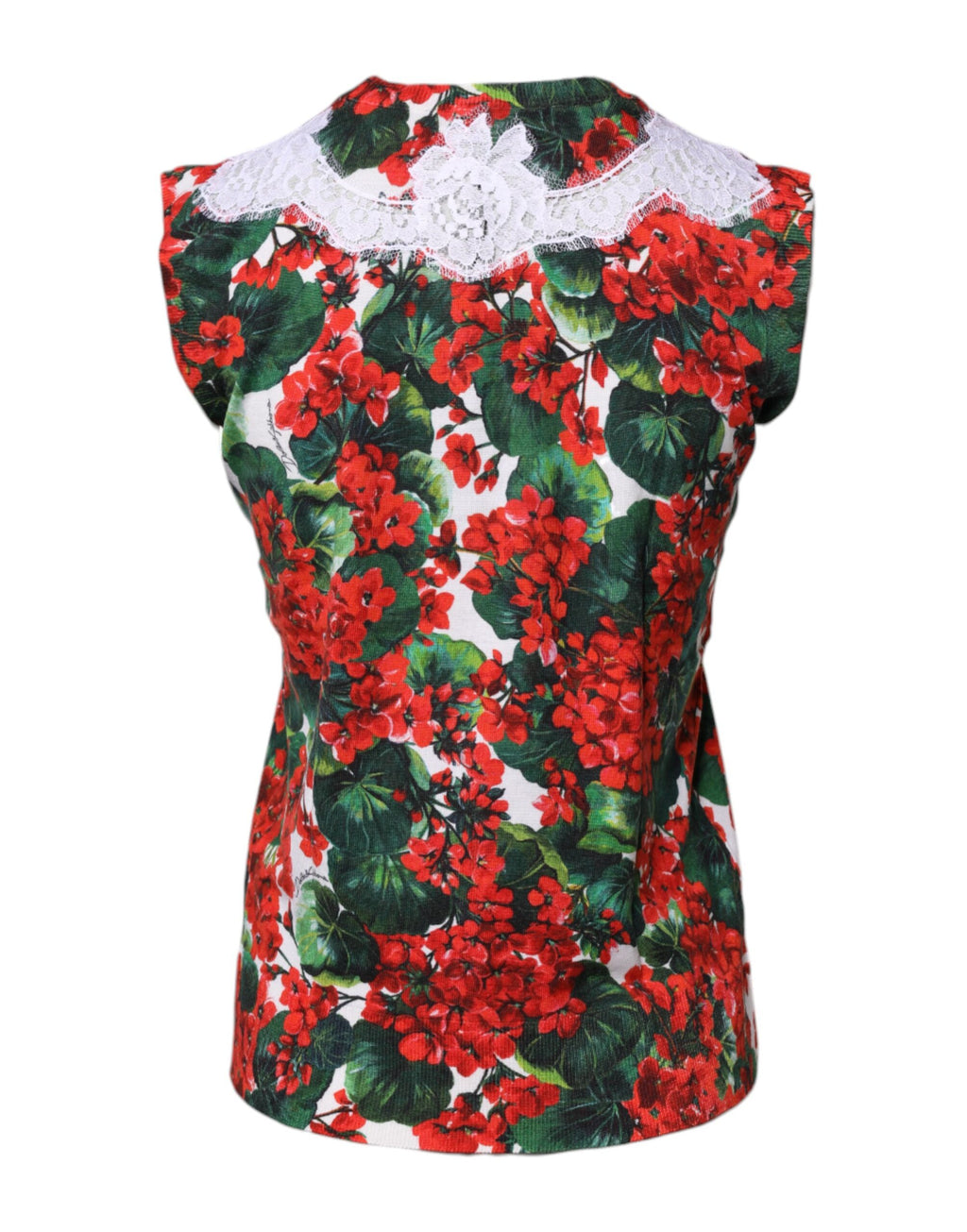 Débardeur sans manches Dolce & Gabbana à fleurs multicolores en dentelle, élégant et féminin.