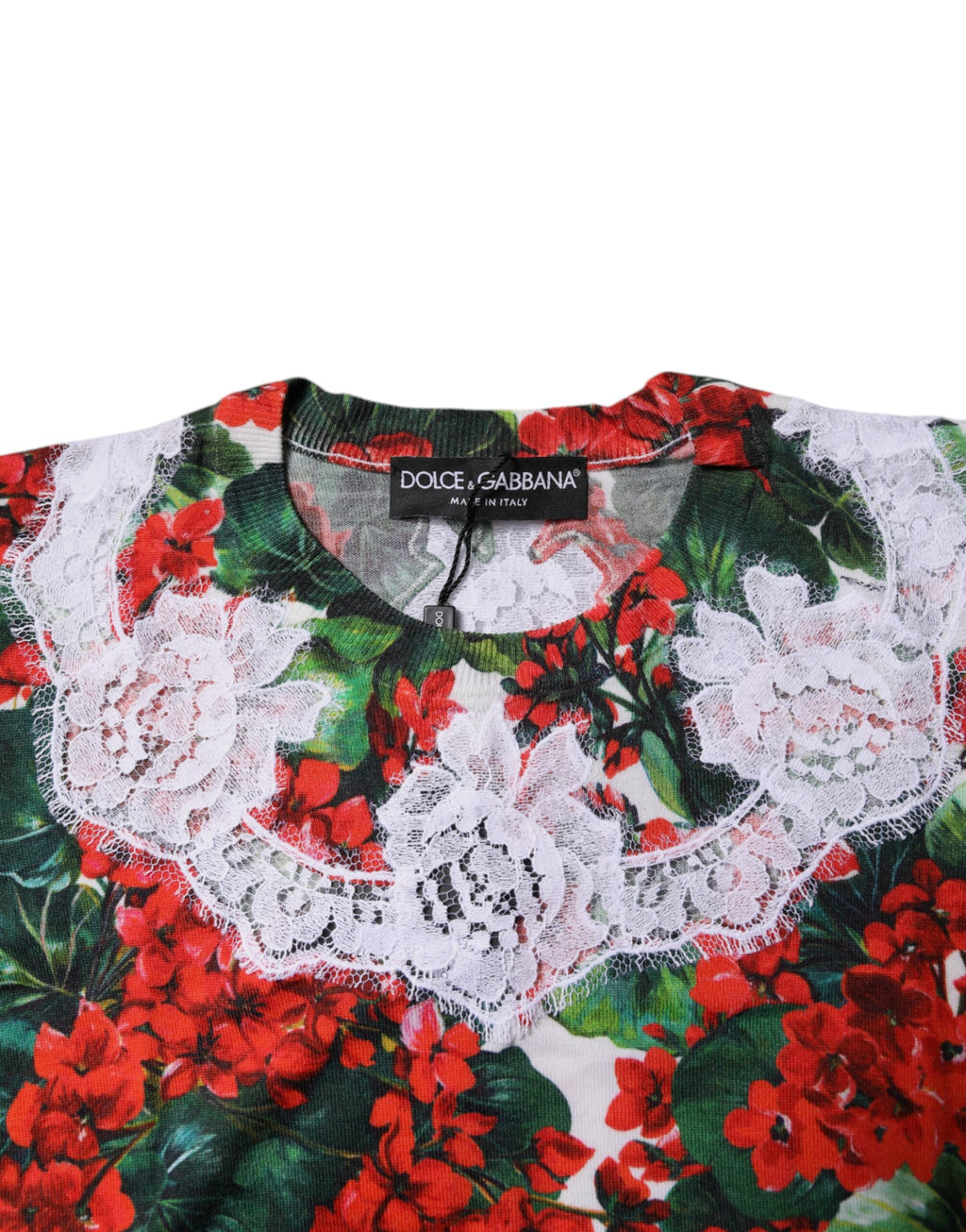 Débardeur sans manches Dolce & Gabbana en dentelle florale multicolore, motif élégant et détails délicats.