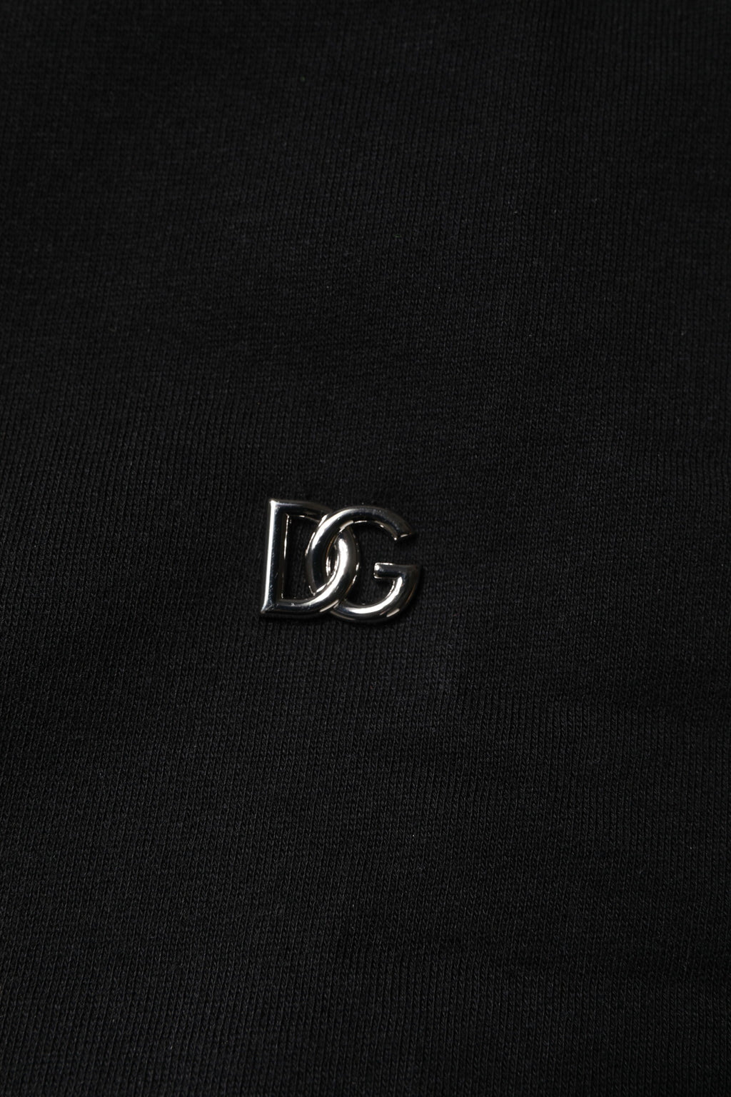 Sweatshirt noir en coton Dolce & Gabbana à col rond, pull décontracté avec logo discret, vue de face.