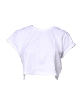 T-shirt blanc en coton Dolce & Gabbana à col rond et coupe courte, vue de face.