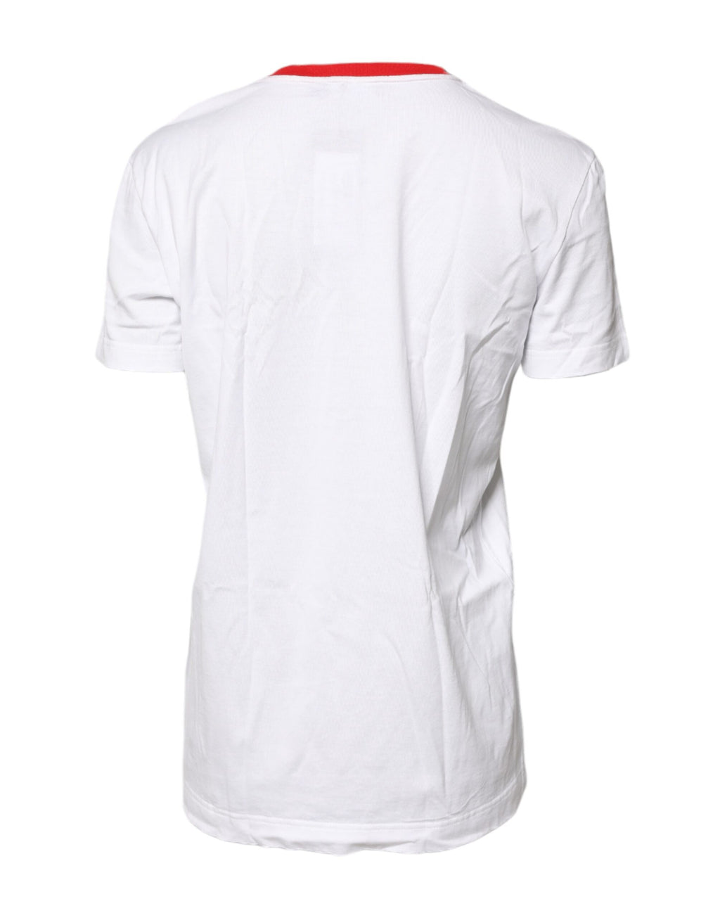 T-shirt blanc en coton Dolce & Gabbana avec imprimé graphique sur le col rond, style décontracté et moderne.
