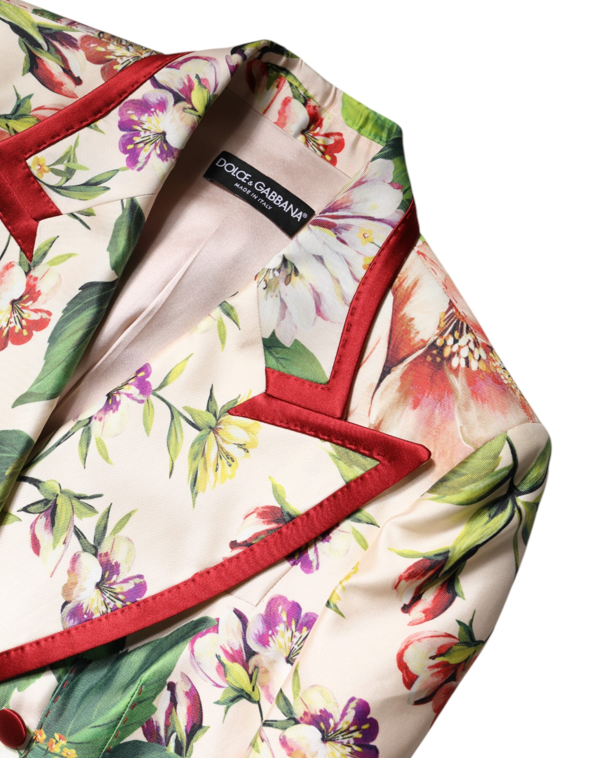 Veste à double boutonnage Dolce & Gabbana à fleurs multicolores, style élégant avec motif floral sophistiqué.