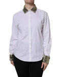 Chemise blanche en coton à manches longues Dolce & Gabbana avec sequins, élégante haut de style luxueux.