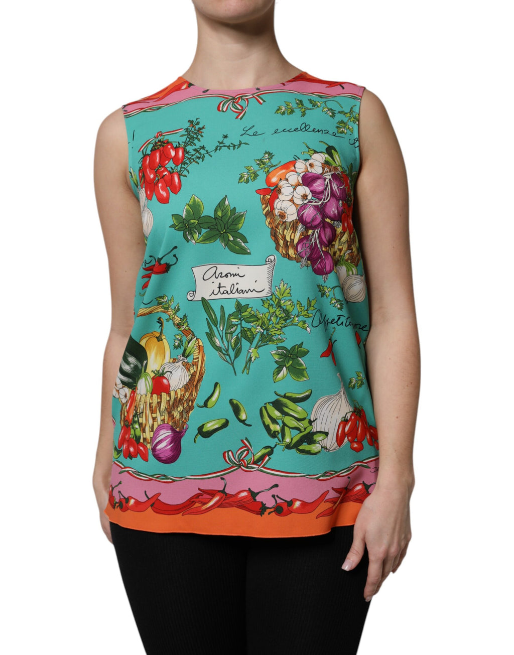 Débardeur sans manches en soie Dolce & Gabbana à motifs floraux multicolores.