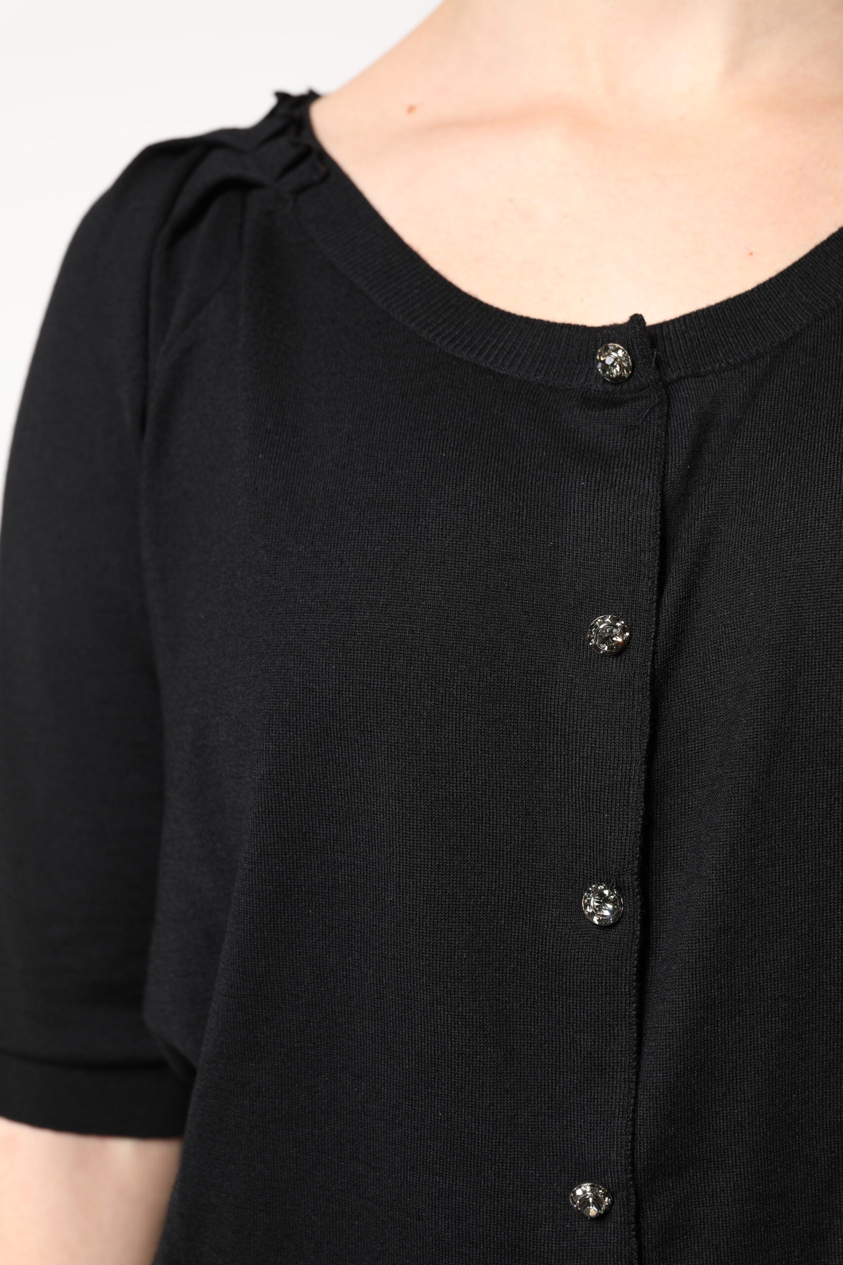 Chemise noire Dolce & Gabbana à manches courtes avec boutons, style élégant pour femme.