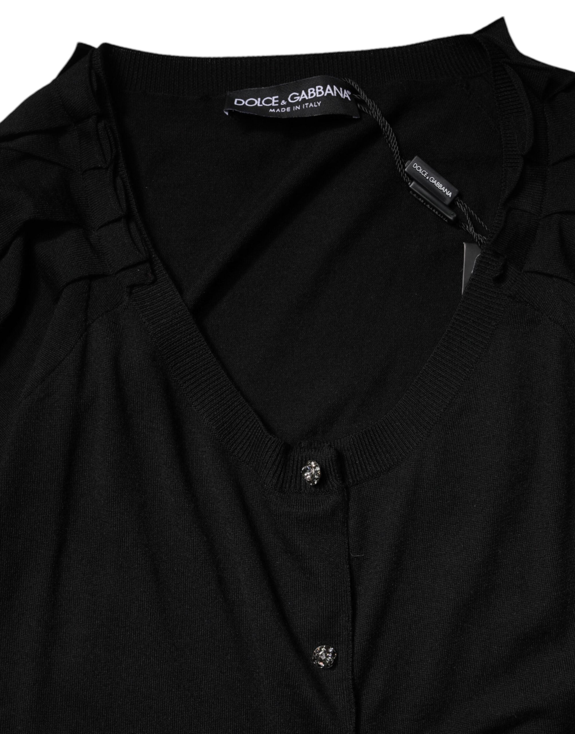 Chemise Dolce & Gabbana noire à manches courtes avec boutons, haut élégant pour femme.