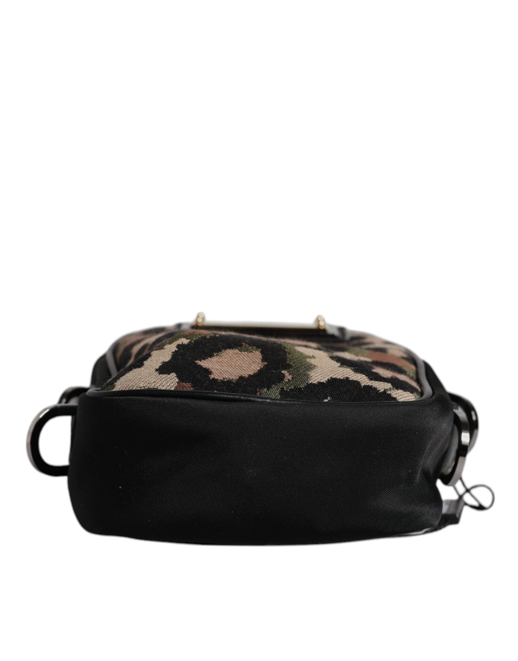 Sac à bandoulière Dolce & Gabbana en jacquard à motif léopard multicolore, logo plaque et bandoulière élégante