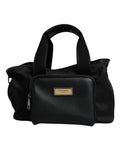 Sac Dolce & Gabbana noir avec bandoulière, plaque logo, design pour animaux de compagnie, style élégant et moderne
