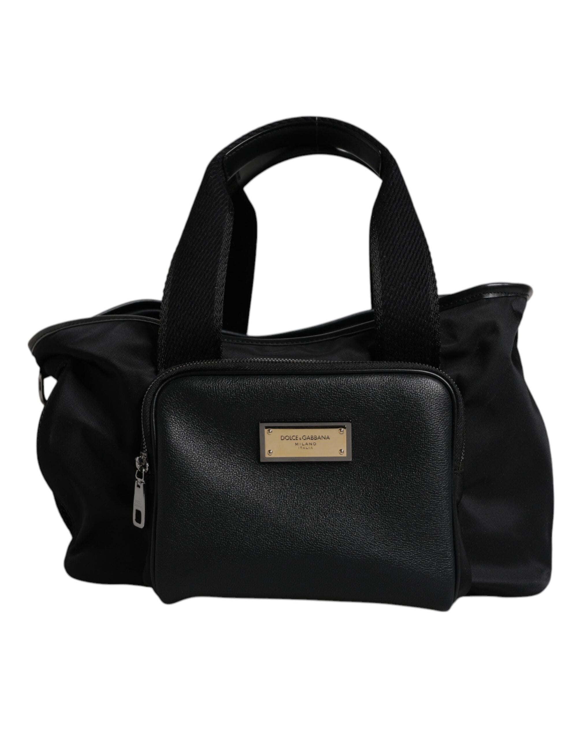 Sac Dolce & Gabbana noir avec bandoulière, plaque logo, design pour animaux de compagnie, style élégant et moderne