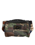 Sac banane Dolce & Gabbana multicolore camouflage avec patchwork et logo, ceinture pratique et mode.