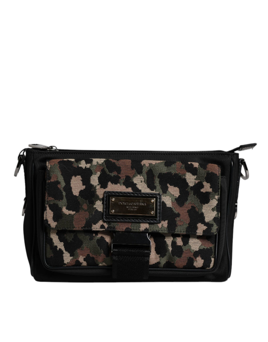 Sac bandoulière Dolce & Gabbana en jacquard léopard multicolore avec motif tissé et bandoulière ajustable.