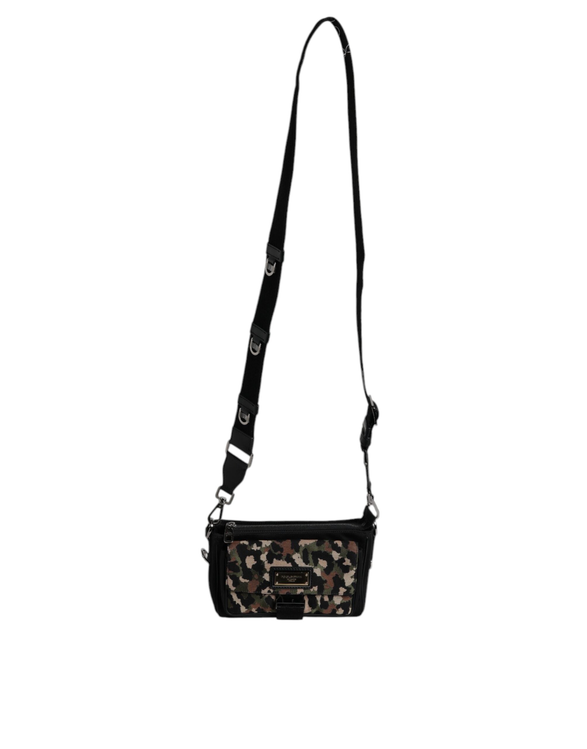 Sac à bandoulière Dolce & Gabbana en jacquard léopard multicolore, motif tissé élégant et sophistiqué.