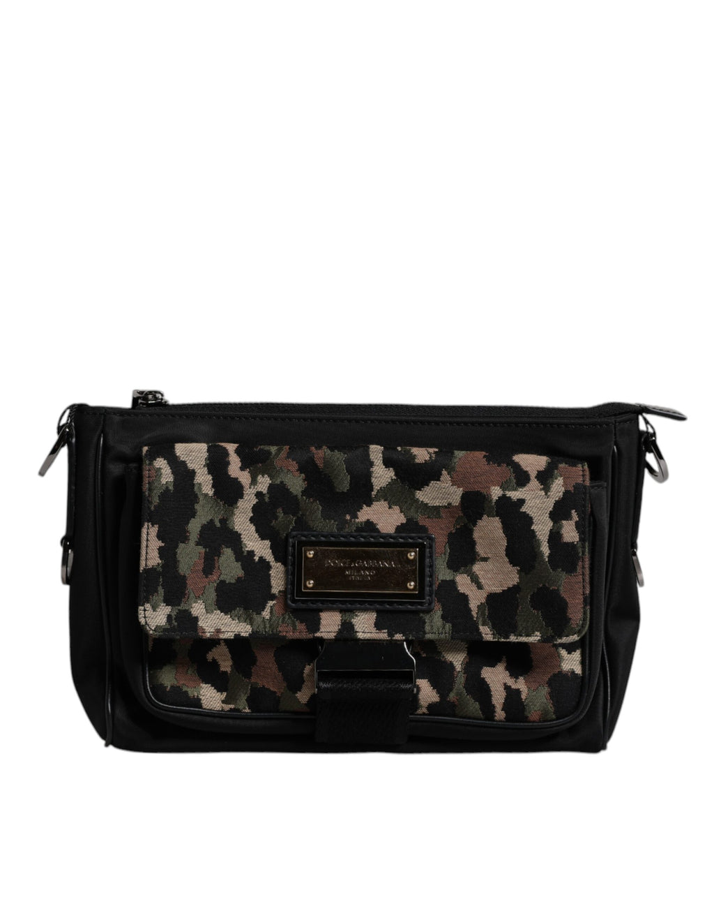 Sac à bandoulière Dolce & Gabbana en jacquard léopard multicolore, élégant et tendance, avec motif animalier vif.