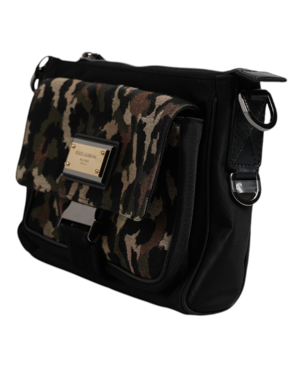 Sac bandoulière Dolce & Gabbana en jacquard léopard multicolore, motif tissé élégant et design sophistiqué.