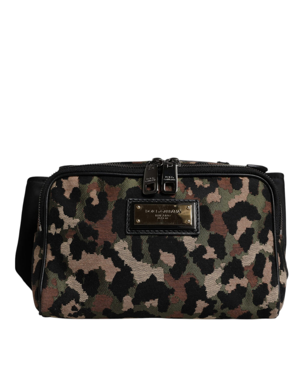 Ceinture fanny pack Dolce & Gabbana multicolore avec motif léopard, logo DG, pour la taille, style mode et tendance.